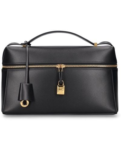 Loro Piana Extra Bag 27 Leather Top Handle Bag - Black