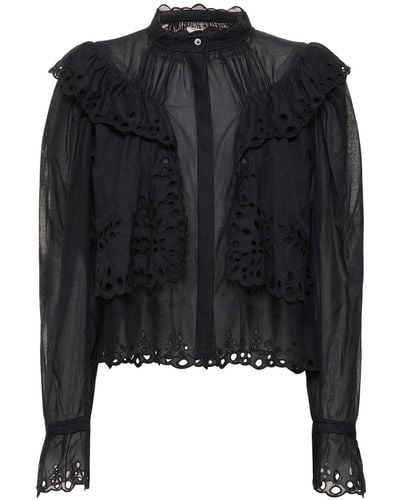 Isabel Marant Chemise en coton à volants kelmon - Noir