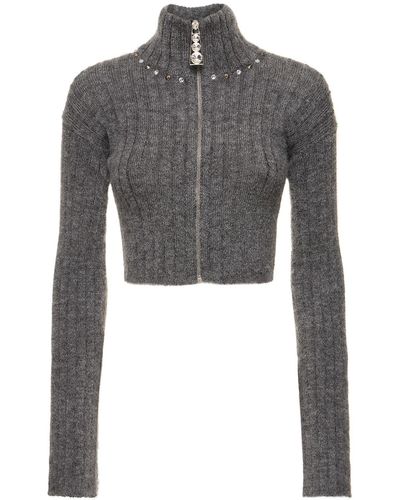 Alessandra Rich Cardigan Aus Mohairmischstrick - Grau