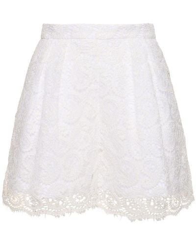 Giambattista Valli Paisley Lace Cotton Blend Shorts - White