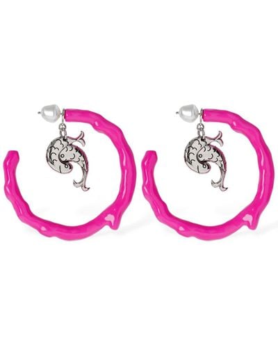 Emilio Pucci Resin Hoop Earrings W/ Pesci - Pink