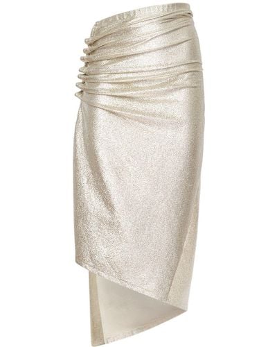 Rabanne Asymmetric Stretch Jersey Lurex Skirt - White