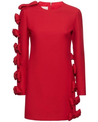 Valentino Cutout Crepe Couture Mini Dress W/bows - Red