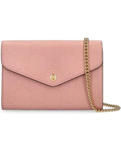 Gucci gg Leather Chain Wallet - Pink