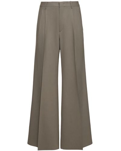 Etro Extra Wide Pleated Wool Trousers - Brown