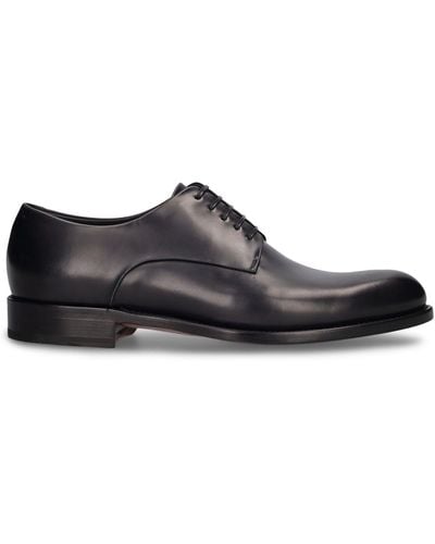 Ferragamo Finn Derby Leather Lace-Up Shoes - Brown