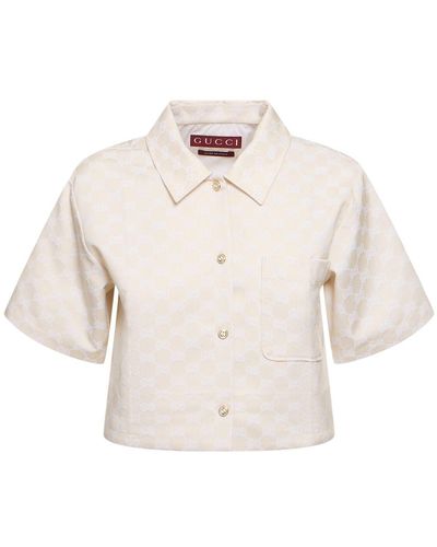 Gucci Camicia in tela di misto cotone gg - Bianco