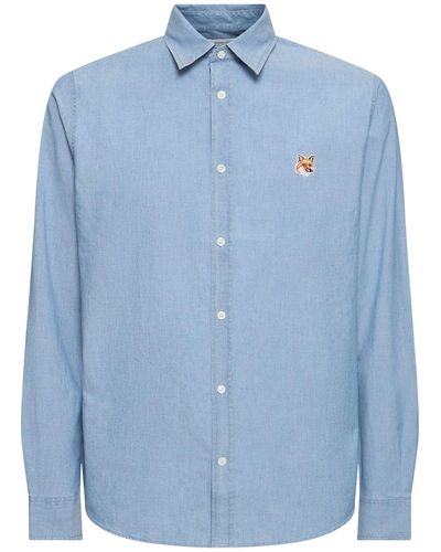 Maison Kitsuné Camicia in cotone chambray - Blu