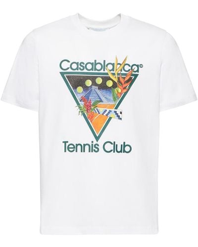 Casablancabrand Tennis Club Print Organic Cotton T-shirt - Blue