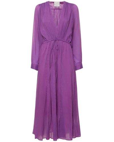 Forte Forte Cotton & Silk Voile Drawstring Dress - Purple