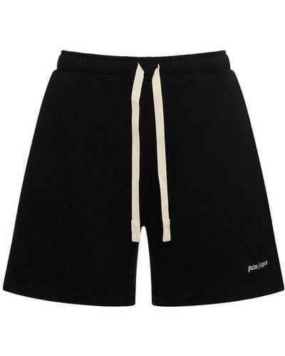 Palm Angels Shorts deportivos de algodón con logo - Negro