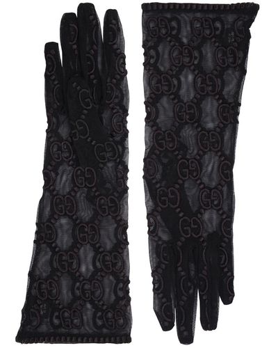 Gucci Handschuhe Aus Besticktem Tüll - Schwarz