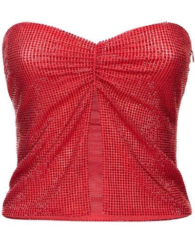 GIUSEPPE DI MORABITO Embellished Strapless Crop Top - Red