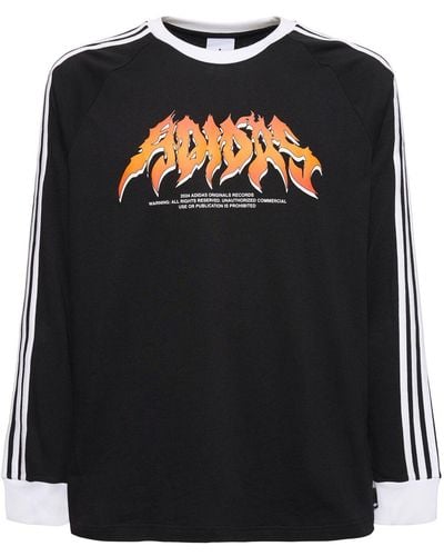 adidas Originals Flames Cotton Long Sleeve T-shirt - Black