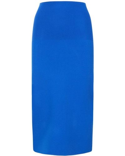 Victoria Beckham Body Fitted Stretch Midi Skirt - Blue