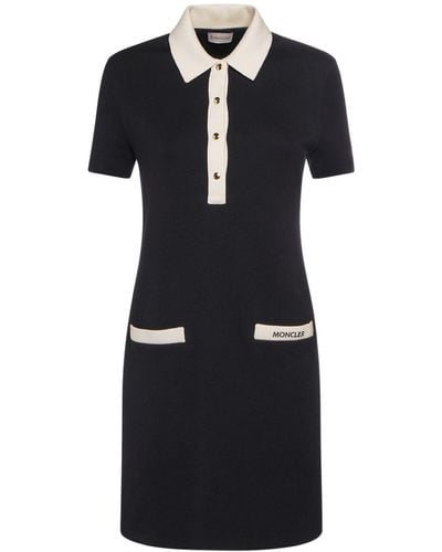 Moncler Cotton Blend Polo Shirt Dress - Black