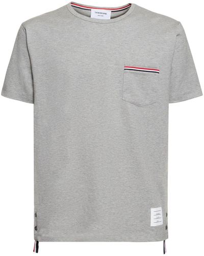 Thom Browne T-shirt Aus Baumwolle Mit Streifen - Grau