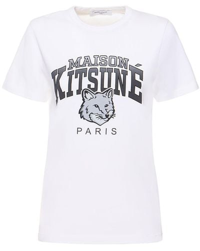 Maison Kitsuné Campus Fox コットンtシャツ - ホワイト