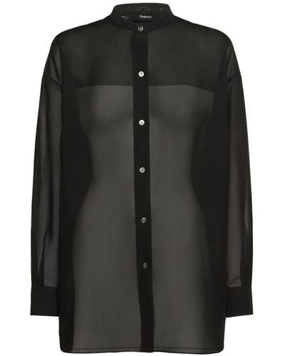 Theory Camisa bustier de algodón transparente - Negro