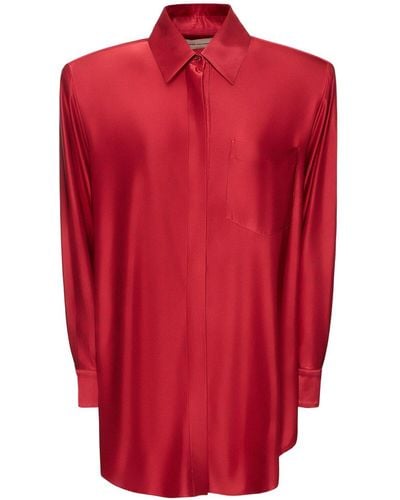Alexandre Vauthier Shiny Jersey Mini Shirt Dress - Red