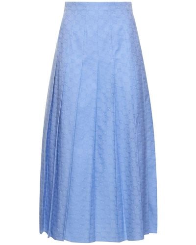 Gucci Falda midi de algodón - Azul
