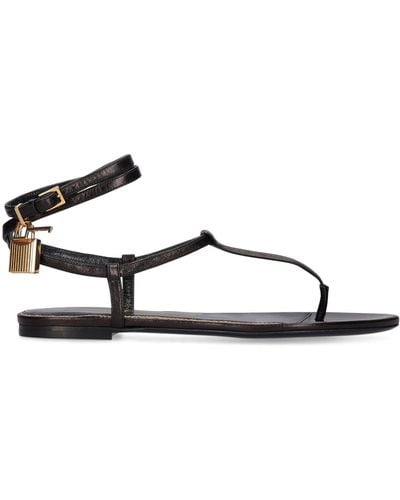 Tom Ford 10Mm Leather Thong Sandals - Brown