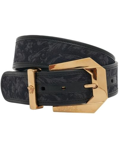 Versace Cinturón de techno con jacquard 40mm - Negro