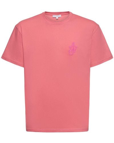 JW Anderson Anchor Patch Cotton Jersey T-Shirt - Pink