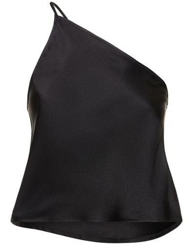 Anine Bing Mandy Asymmetric Silk Top - Black