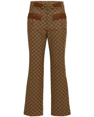 Gucci Cotton Blend Pants W/ Leather - Multicolour
