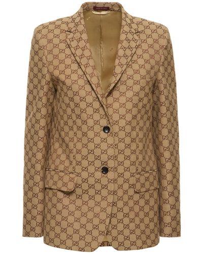 Gucci Blazer en toile gg - Marron