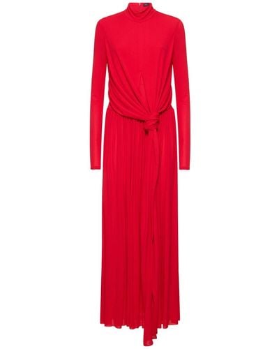 Proenza Schouler Meret Draped Satin Turtleneck Long Dress - Red