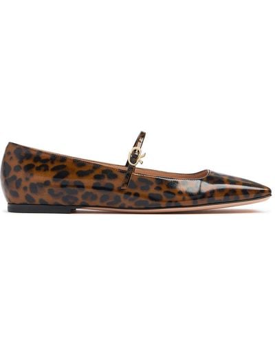 Gianvito Rossi 5Mm Christina Patent Leather Flats - Brown