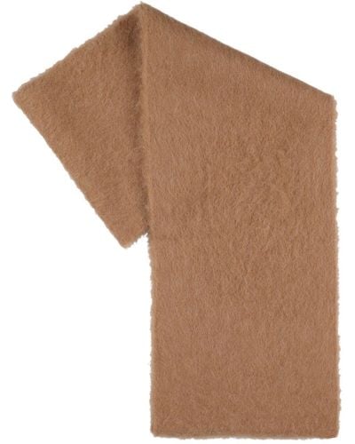 BY FAR Solid Brushed Alpaca Blend Scarf - Brown