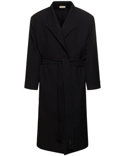 Fear Of God Stand Collar Cotton Blend Overcoat - Black