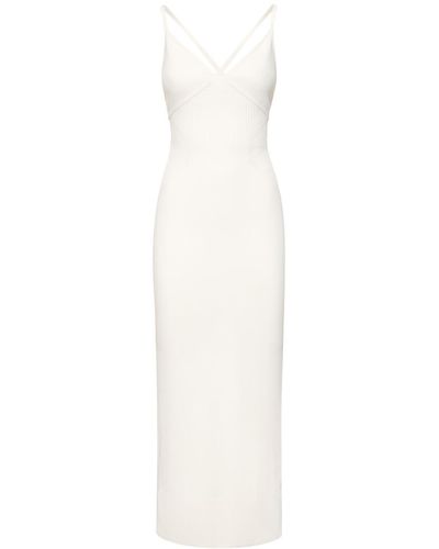 Hervé Léger Pointelle Knit Midi Dress - White