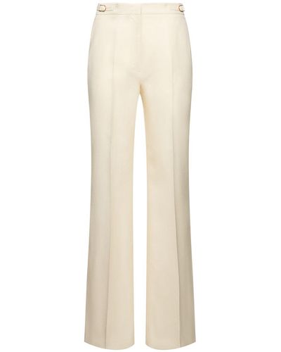 Gabriela Hearst Vesta Tailored Wool Blend Wide Trousers - Natural