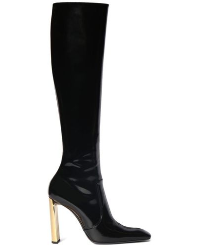 Saint Laurent Botas altas Auteuil 105 de piel - Negro