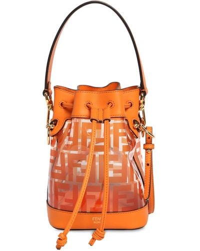 Fendi Mini Mon Tresor Leather-trimmed Plastic Bucket Bag - Orange