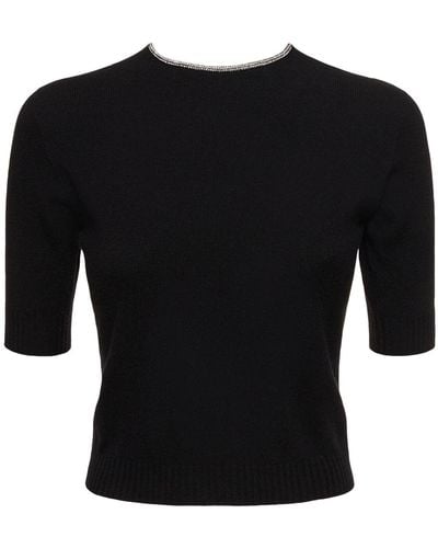 Giorgio Armani Single Jersey Embellished Top - Black