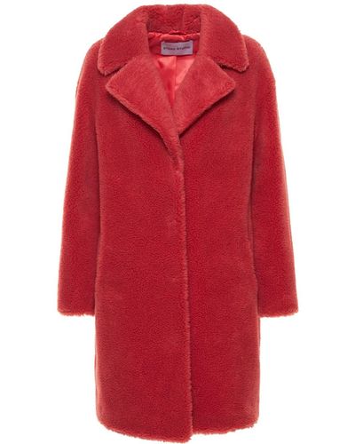 Stand Studio Camille Faux Fur Cocoon Coat - Red