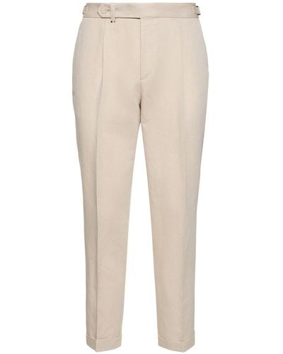 BOSS Perin Linen & Cotton Trousers - Natural