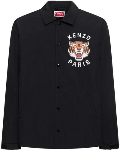KENZO Tiger Print Nylon Coach Jacket - Black