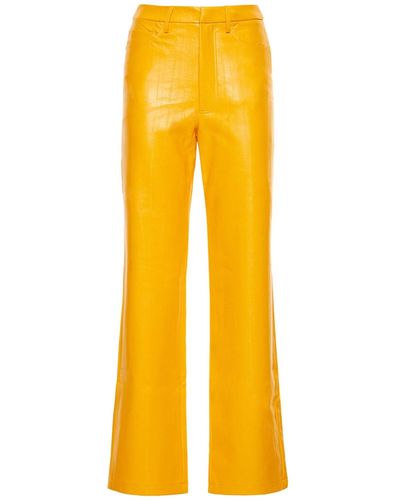 ROTATE BIRGER CHRISTENSEN Rotie Coated Straight Pants - Yellow