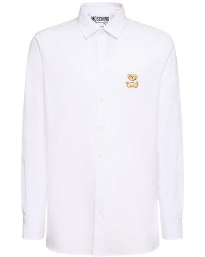 Moschino Toy Embroidered Cotton Poplin Shirt - White