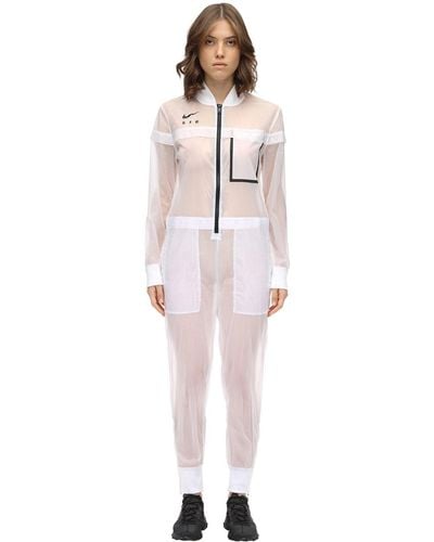 Nike Long Sleeve Nylon Jumpsuit - White