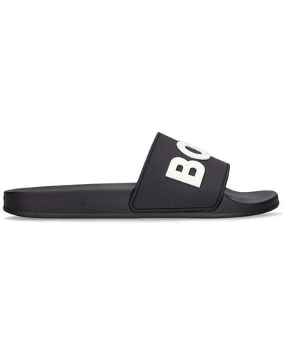 BOSS Logo Slide Sandals - White