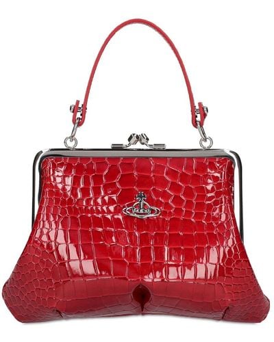 Vivienne Westwood Granny Croc Embossed Faux Leather Bag - Red