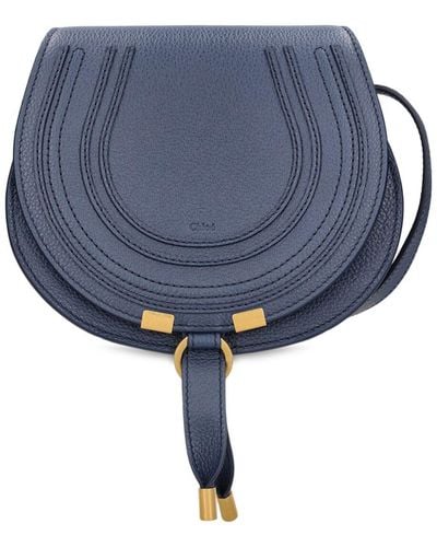Chloé Mini Marcie Leather Shoulder Bag - Blue
