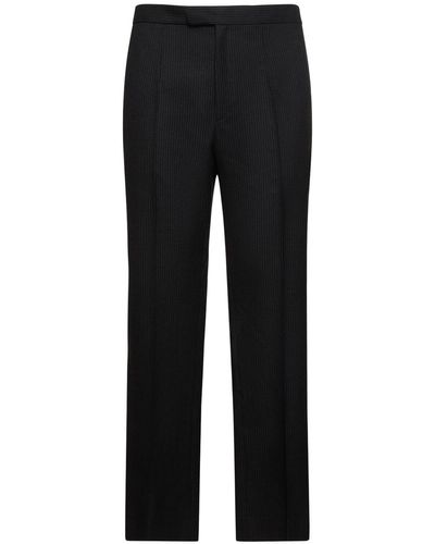 The Row Pinstriped Baird Virgin Wool Pants - Black